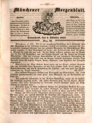 Münchener Morgenblatt Samstag 5. Oktober 1844