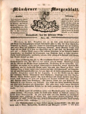 Münchener Morgenblatt Samstag 22. Februar 1845