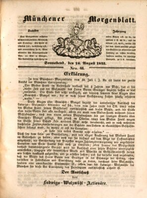 Münchener Morgenblatt Samstag 16. August 1845