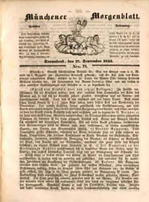 Münchener Morgenblatt Samstag 27. September 1845