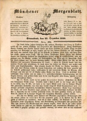 Münchener Morgenblatt Samstag 27. Dezember 1845