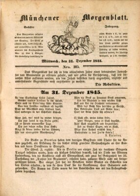 Münchener Morgenblatt Mittwoch 31. Dezember 1845