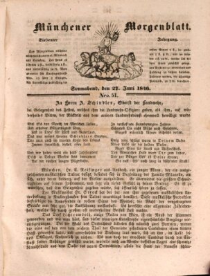 Münchener Morgenblatt Samstag 27. Juni 1846