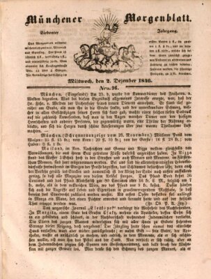 Münchener Morgenblatt Mittwoch 2. Dezember 1846