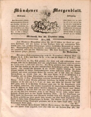 Münchener Morgenblatt Mittwoch 23. Dezember 1846