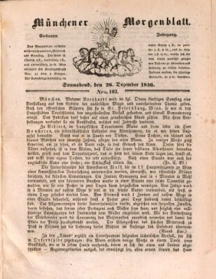 Münchener Morgenblatt Samstag 26. Dezember 1846