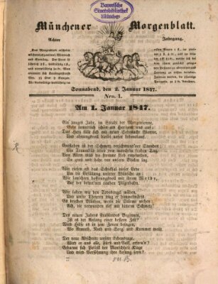 Münchener Morgenblatt Samstag 2. Januar 1847