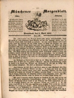 Münchener Morgenblatt Samstag 3. April 1847