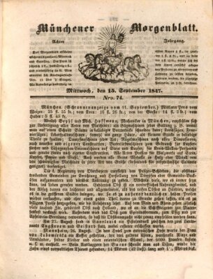 Münchener Morgenblatt Mittwoch 15. September 1847