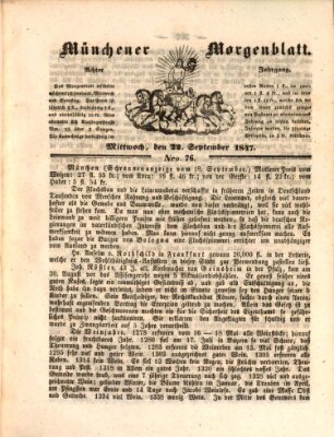 Münchener Morgenblatt Mittwoch 22. September 1847