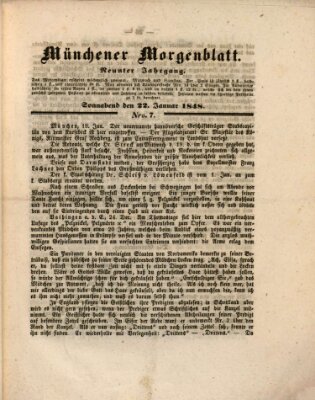 Münchener Morgenblatt Samstag 22. Januar 1848