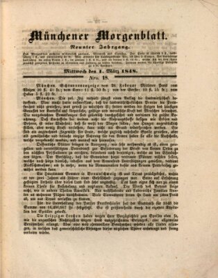 Münchener Morgenblatt Mittwoch 1. März 1848