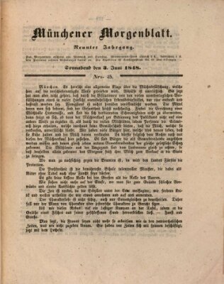 Münchener Morgenblatt Samstag 3. Juni 1848