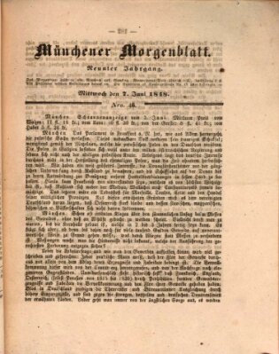 Münchener Morgenblatt Mittwoch 7. Juni 1848