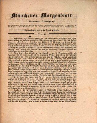 Münchener Morgenblatt Samstag 17. Juni 1848