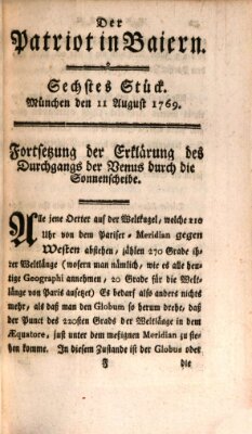 Der Patriot in Baiern Freitag 11. August 1769