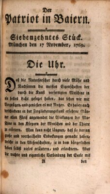 Der Patriot in Baiern Freitag 17. November 1769