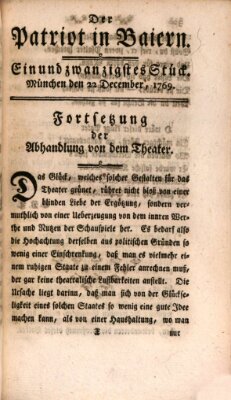 Der Patriot in Baiern Freitag 22. Dezember 1769