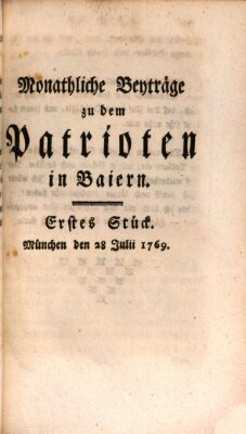 Der Patriot in Baiern Freitag 28. Juli 1769