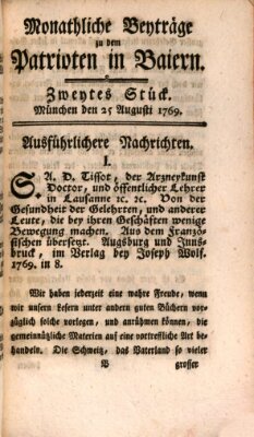 Der Patriot in Baiern Freitag 25. August 1769