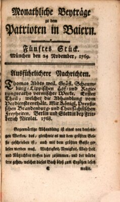 Der Patriot in Baiern Freitag 24. November 1769