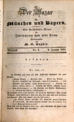 Der Bazar für München und Bayern Mittwoch 6. Januar 1830