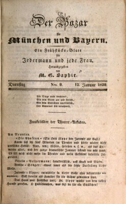 Der Bazar für München und Bayern Dienstag 12. Januar 1830