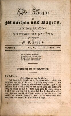 Der Bazar für München und Bayern Mittwoch 13. Januar 1830