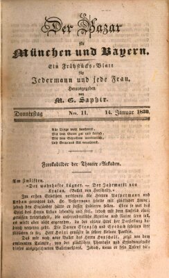 Der Bazar für München und Bayern Donnerstag 14. Januar 1830