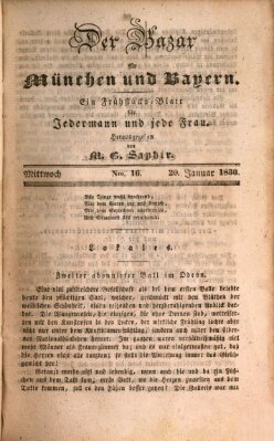 Der Bazar für München und Bayern Mittwoch 20. Januar 1830