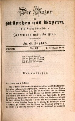 Der Bazar für München und Bayern Sonntag 7. Februar 1830