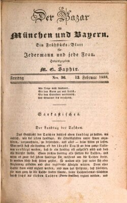 Der Bazar für München und Bayern Freitag 12. Februar 1830