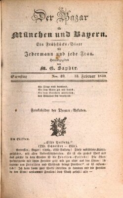 Der Bazar für München und Bayern Samstag 13. Februar 1830