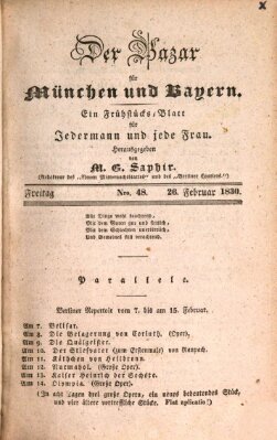 Der Bazar für München und Bayern Freitag 26. Februar 1830