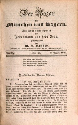 Der Bazar für München und Bayern Freitag 5. März 1830