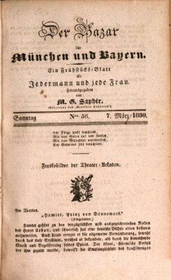 Der Bazar für München und Bayern Sonntag 7. März 1830