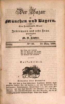 Der Bazar für München und Bayern Freitag 19. März 1830