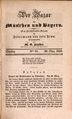 Der Bazar für München und Bayern Dienstag 23. März 1830