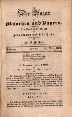 Der Bazar für München und Bayern Sonntag 28. März 1830