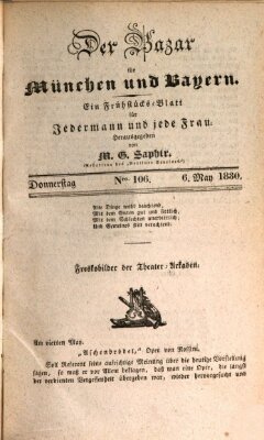 Der Bazar für München und Bayern Donnerstag 6. Mai 1830