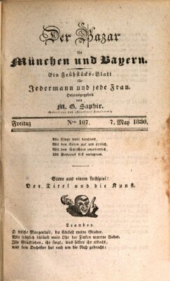 Der Bazar für München und Bayern Freitag 7. Mai 1830