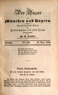 Der Bazar für München und Bayern Dienstag 11. Mai 1830