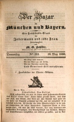 Der Bazar für München und Bayern Donnerstag 13. Mai 1830