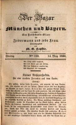 Der Bazar für München und Bayern Freitag 14. Mai 1830