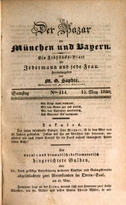 Der Bazar für München und Bayern Samstag 15. Mai 1830