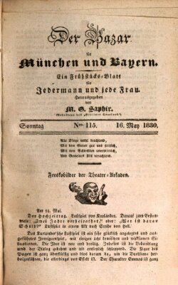 Der Bazar für München und Bayern Sonntag 16. Mai 1830