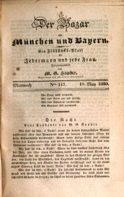 Der Bazar für München und Bayern Mittwoch 19. Mai 1830