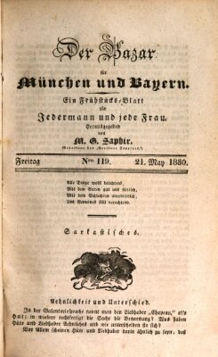 Der Bazar für München und Bayern Freitag 21. Mai 1830