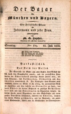 Der Bazar für München und Bayern Sonntag 18. Juli 1830