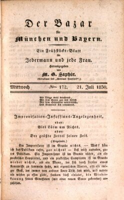 Der Bazar für München und Bayern Mittwoch 21. Juli 1830